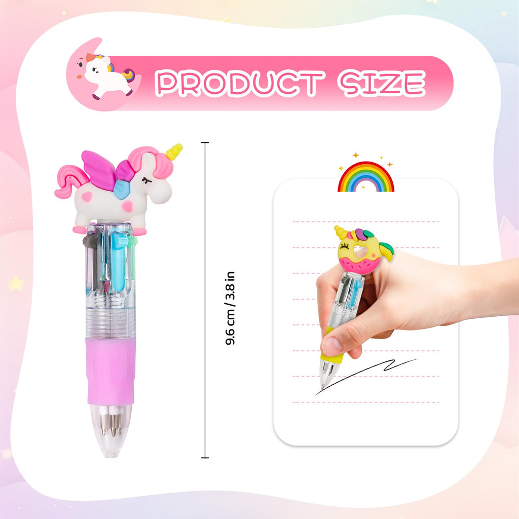 CZWZ 20Pcs Mini Multicolor Pens in One 4-in-1 Cute Pens Bulk for Kids, Fun Kawaii Ballpoint Pens for Birthdays and Children's Party Favors Gifts Teacher School Supplies