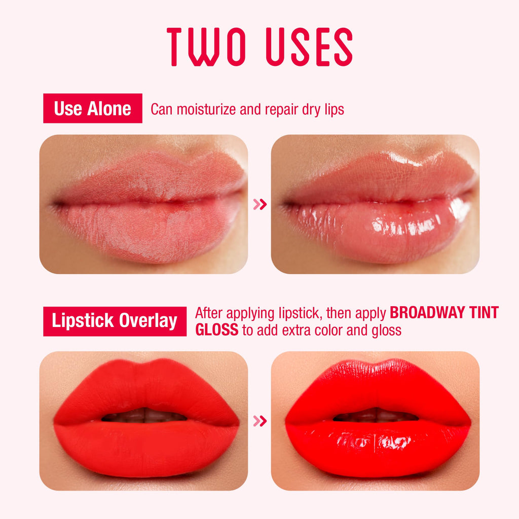 Ruby Kisses Broadway Vita-Lip Clear Lip Gloss (8 Pack), Ultra-Hydrating & Soothing Formula with Vitamins, High-Shine Non-Sticky Finish Lip Balm with Mint, Rosehip, Coconut, Mango, Argan, Honey, Shea