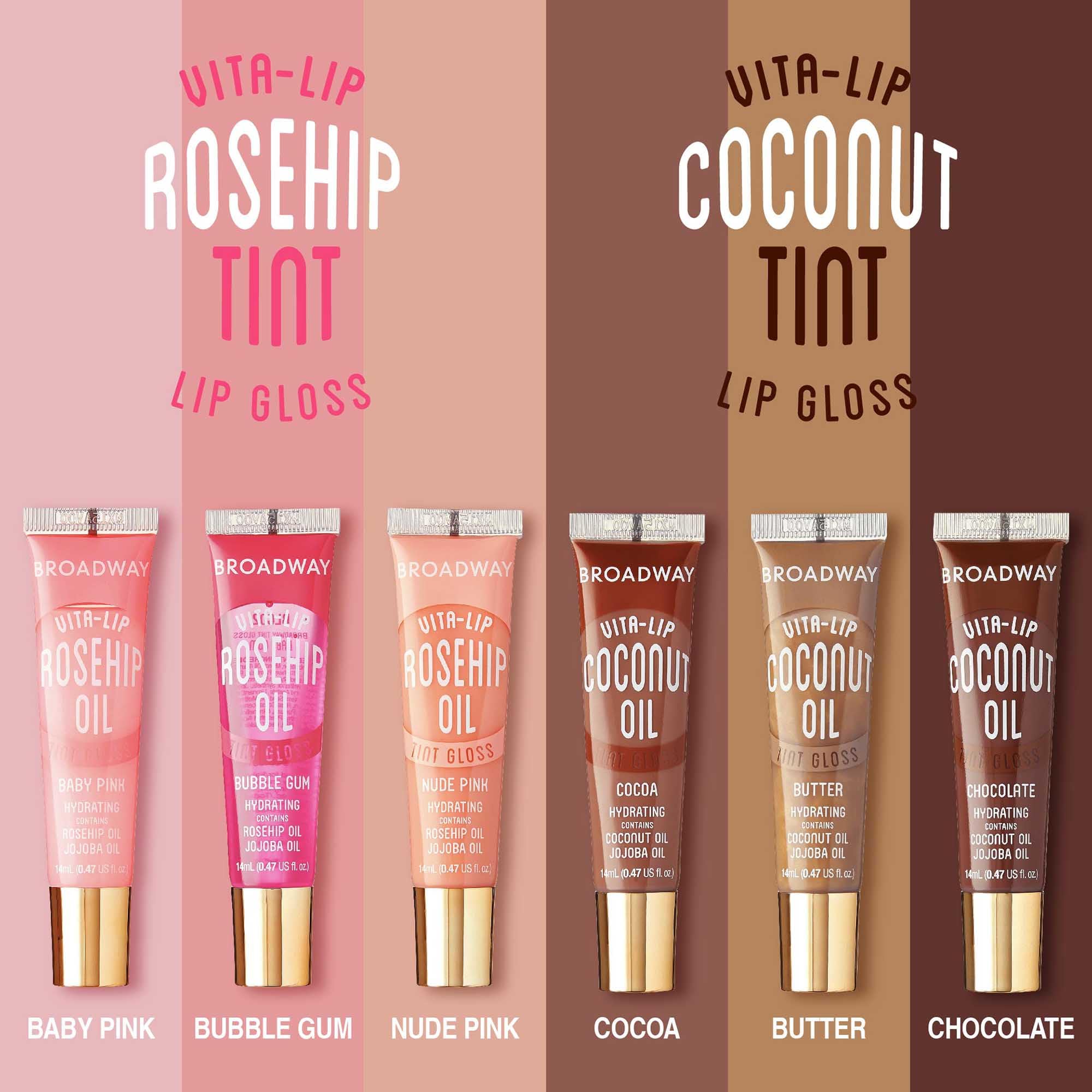 Ruby Kisses Broadway Vita-Lip Clear Lip Gloss (8 Pack), Ultra-Hydrating & Soothing Formula with Vitamins, High-Shine Non-Sticky Finish Lip Balm with Mint, Rosehip, Coconut, Mango, Argan, Honey, Shea
