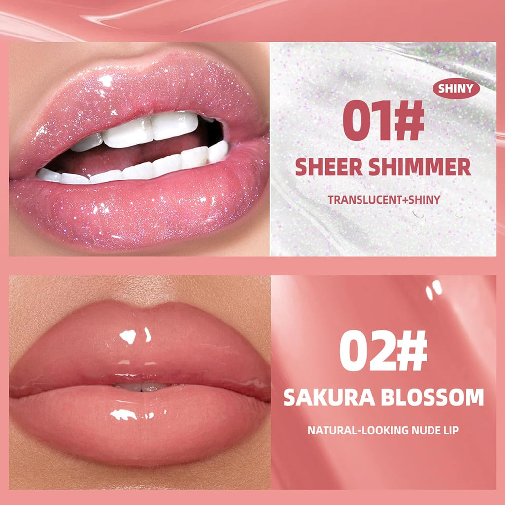 4Pcs Tinted Lip Gloss Set, Hydrating Lip Plumper High Shine Glass Finish Lip Jam, Long-Lasting Liquid Lipstick, Moisturizing Jelly Lipstick, Lip Gloss for Women