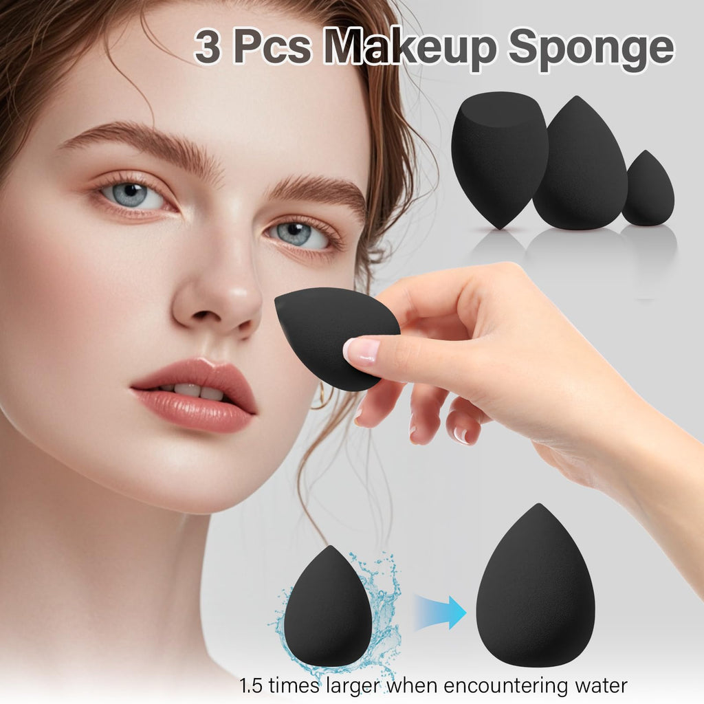 Makeup Brushes Set, Mlemle Professional 26 Pcs Makeup Kit, Include Powder Foundation Concealers Blush Eye shadows Eyebrow 21 Pcs Makeup Brushes and 2 Powder Puff, 3 Makeup Sponge(A01-Pink)