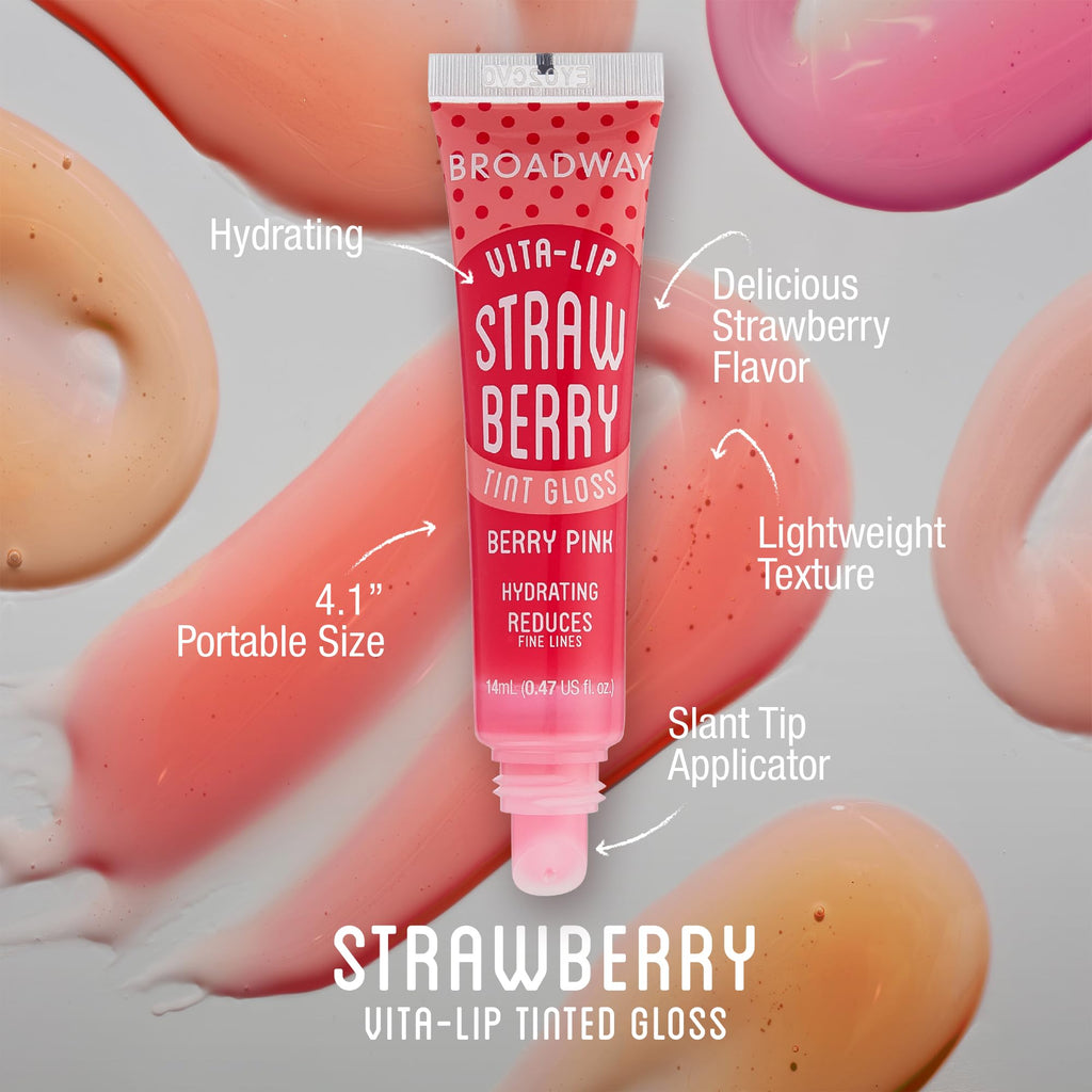 Ruby Kisses Broadway Vita-Lip Clear Lip Gloss (8 Pack), Ultra-Hydrating & Soothing Formula with Vitamins, High-Shine Non-Sticky Finish Lip Balm with Mint, Rosehip, Coconut, Mango, Argan, Honey, Shea