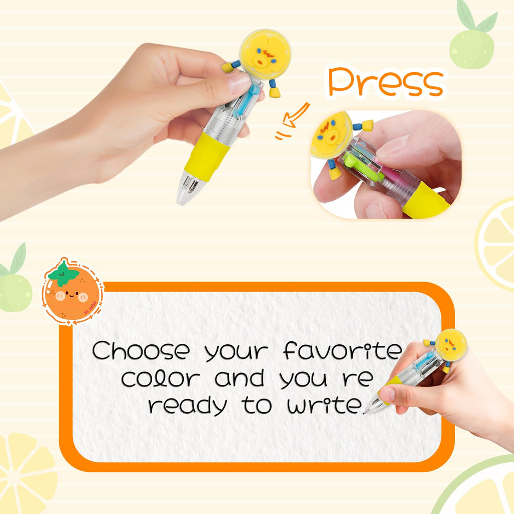 CZWZ 20Pcs Mini Multicolor Pens in One 4-in-1 Cute Pens Bulk for Kids, Fun Kawaii Ballpoint Pens for Birthdays and Children's Party Favors Gifts Teacher School Supplies