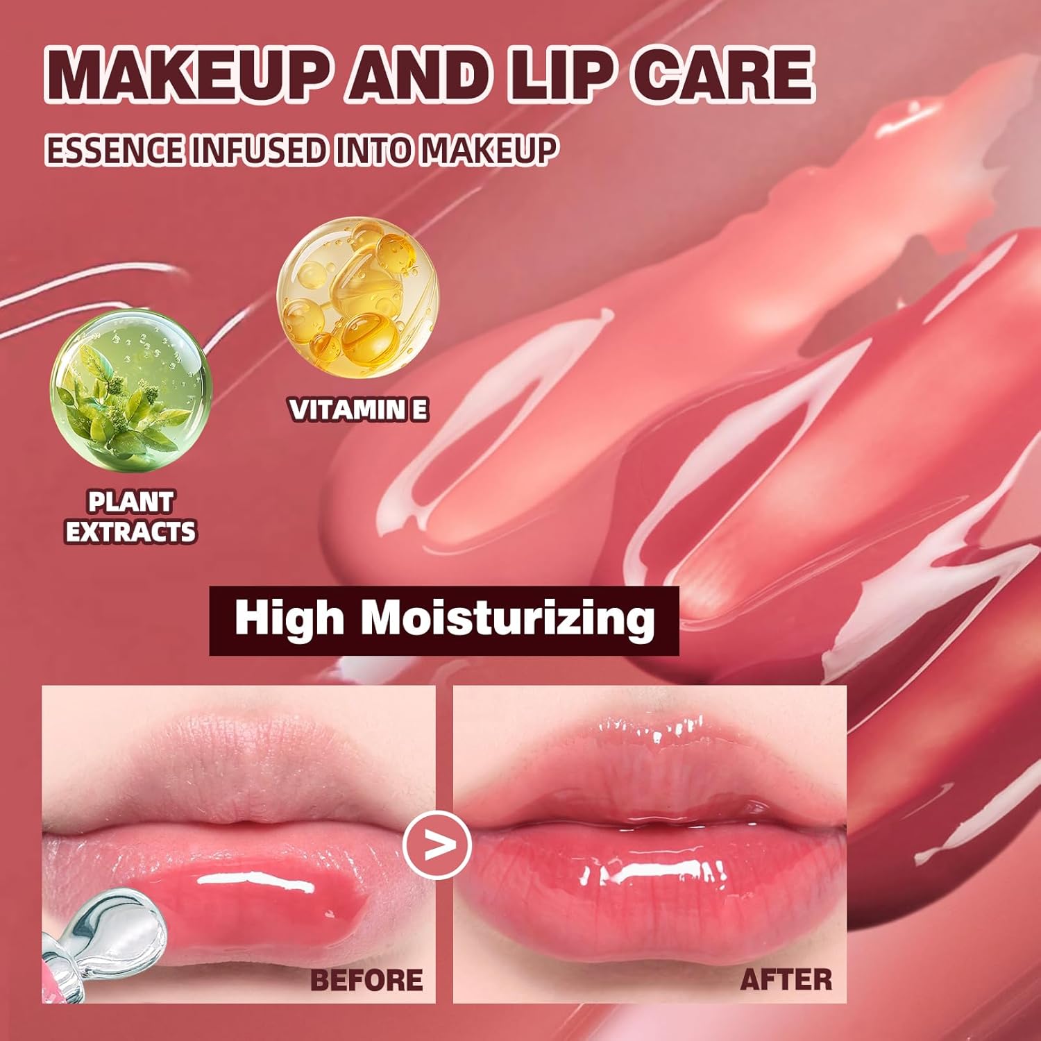 4Pcs Tinted Lip Gloss Set, Hydrating Lip Plumper High Shine Glass Finish Lip Jam, Long-Lasting Liquid Lipstick, Moisturizing Jelly Lipstick, Lip Gloss for Women