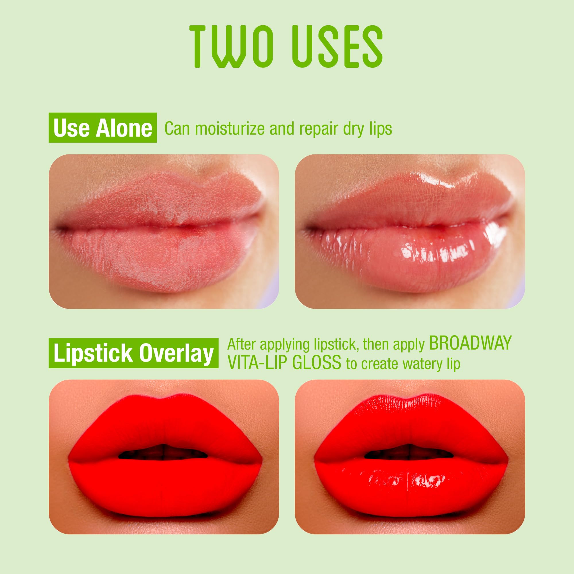 Ruby Kisses Broadway Vita-Lip Clear Lip Gloss (8 Pack), Ultra-Hydrating & Soothing Formula with Vitamins, High-Shine Non-Sticky Finish Lip Balm with Mint, Rosehip, Coconut, Mango, Argan, Honey, Shea