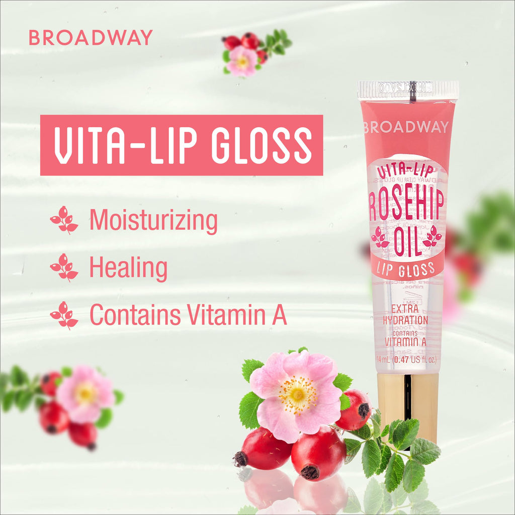 Ruby Kisses Broadway Vita-Lip Clear Lip Gloss (8 Pack), Ultra-Hydrating & Soothing Formula with Vitamins, High-Shine Non-Sticky Finish Lip Balm with Mint, Rosehip, Coconut, Mango, Argan, Honey, Shea