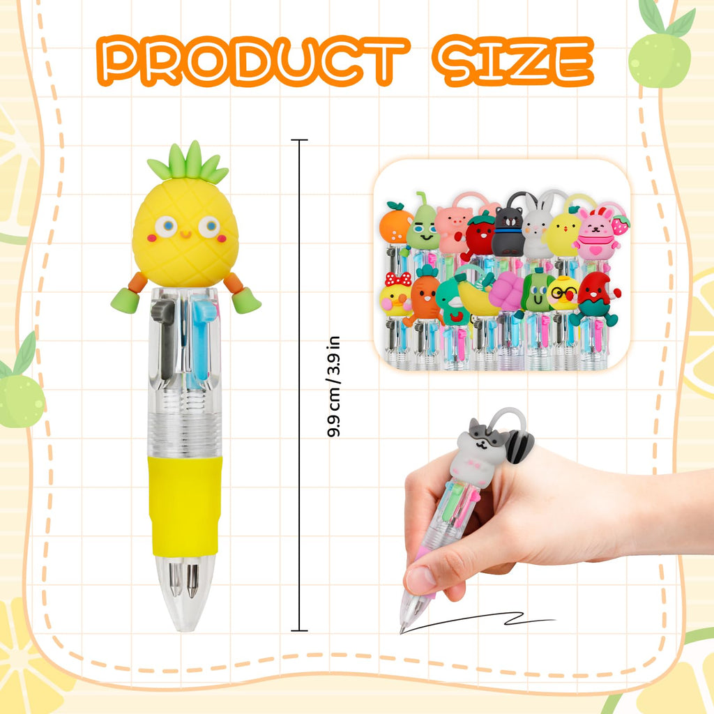 CZWZ 20Pcs Mini Multicolor Pens in One 4-in-1 Cute Pens Bulk for Kids, Fun Kawaii Ballpoint Pens for Birthdays and Children's Party Favors Gifts Teacher School Supplies