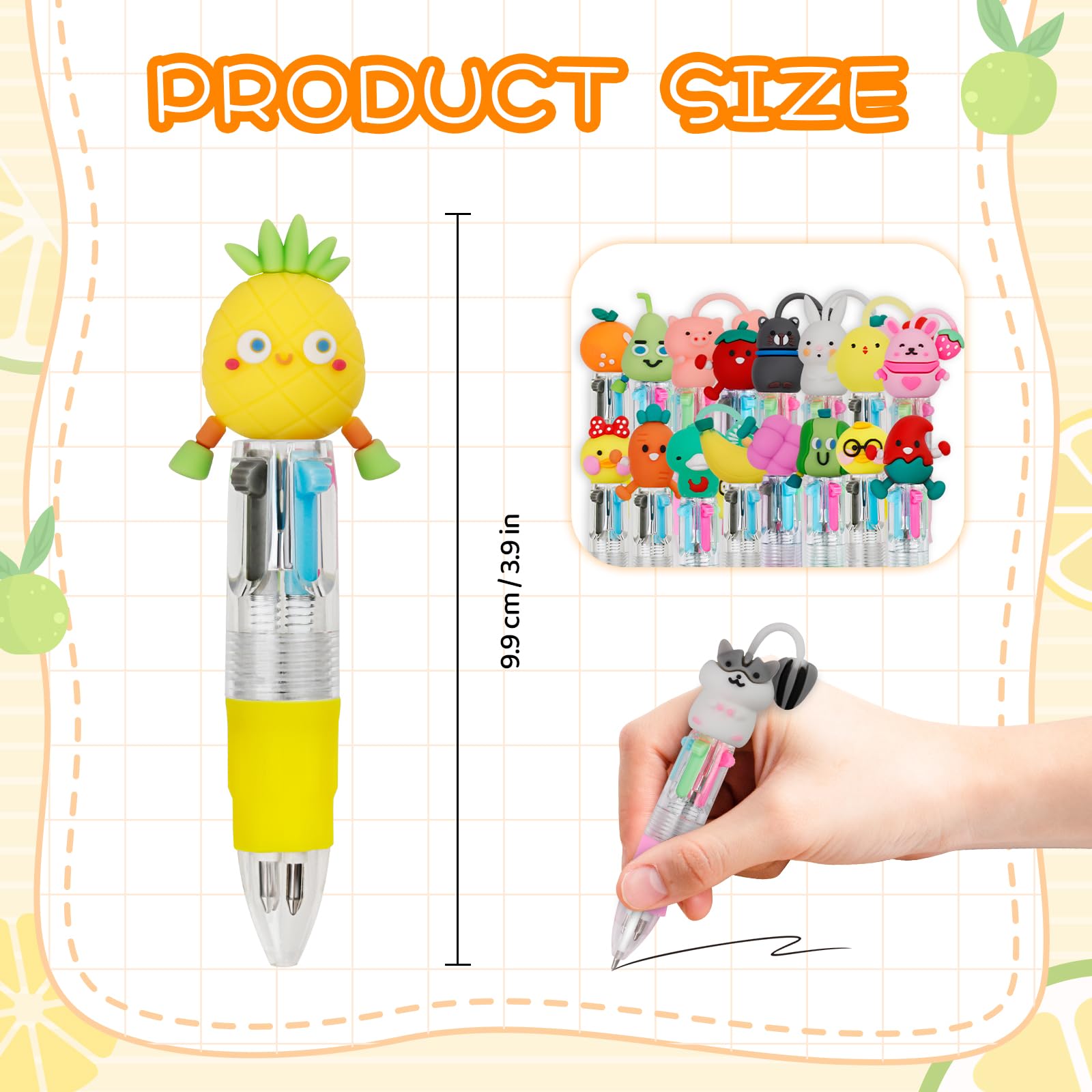 CZWZ 20Pcs Mini Multicolor Pens in One 4-in-1 Cute Pens Bulk for Kids, Fun Kawaii Ballpoint Pens for Birthdays and Children's Party Favors Gifts Teacher School Supplies