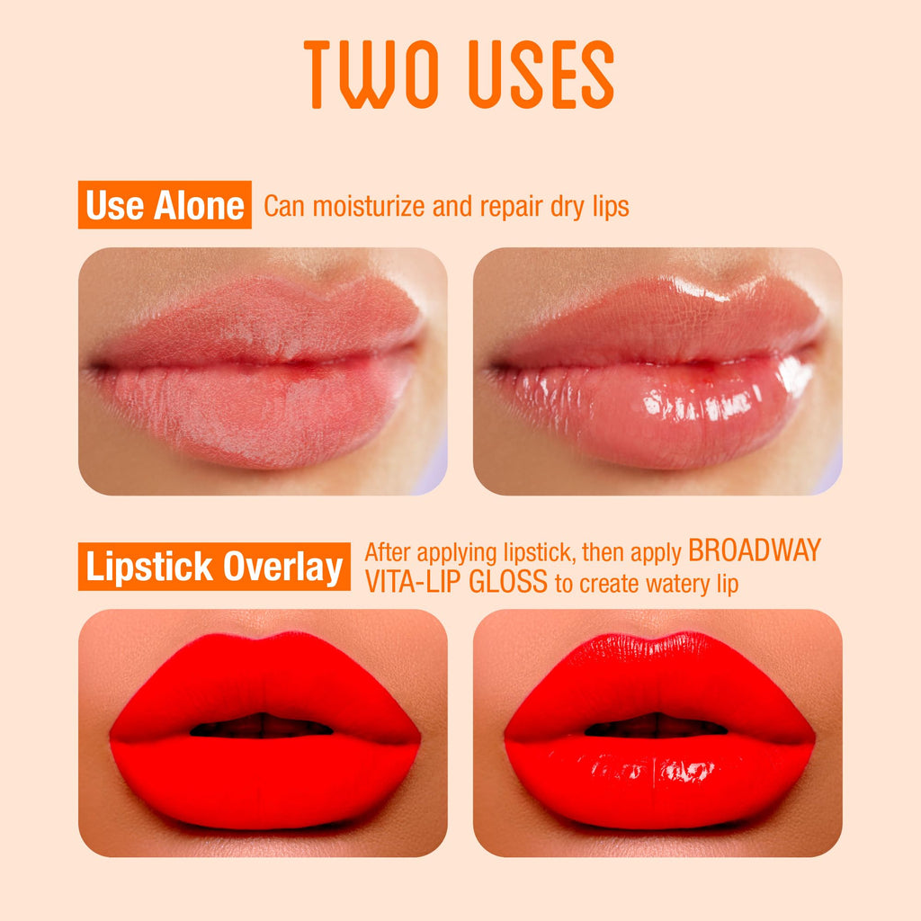 Ruby Kisses Broadway Vita-Lip Clear Lip Gloss (8 Pack), Ultra-Hydrating & Soothing Formula with Vitamins, High-Shine Non-Sticky Finish Lip Balm with Mint, Rosehip, Coconut, Mango, Argan, Honey, Shea