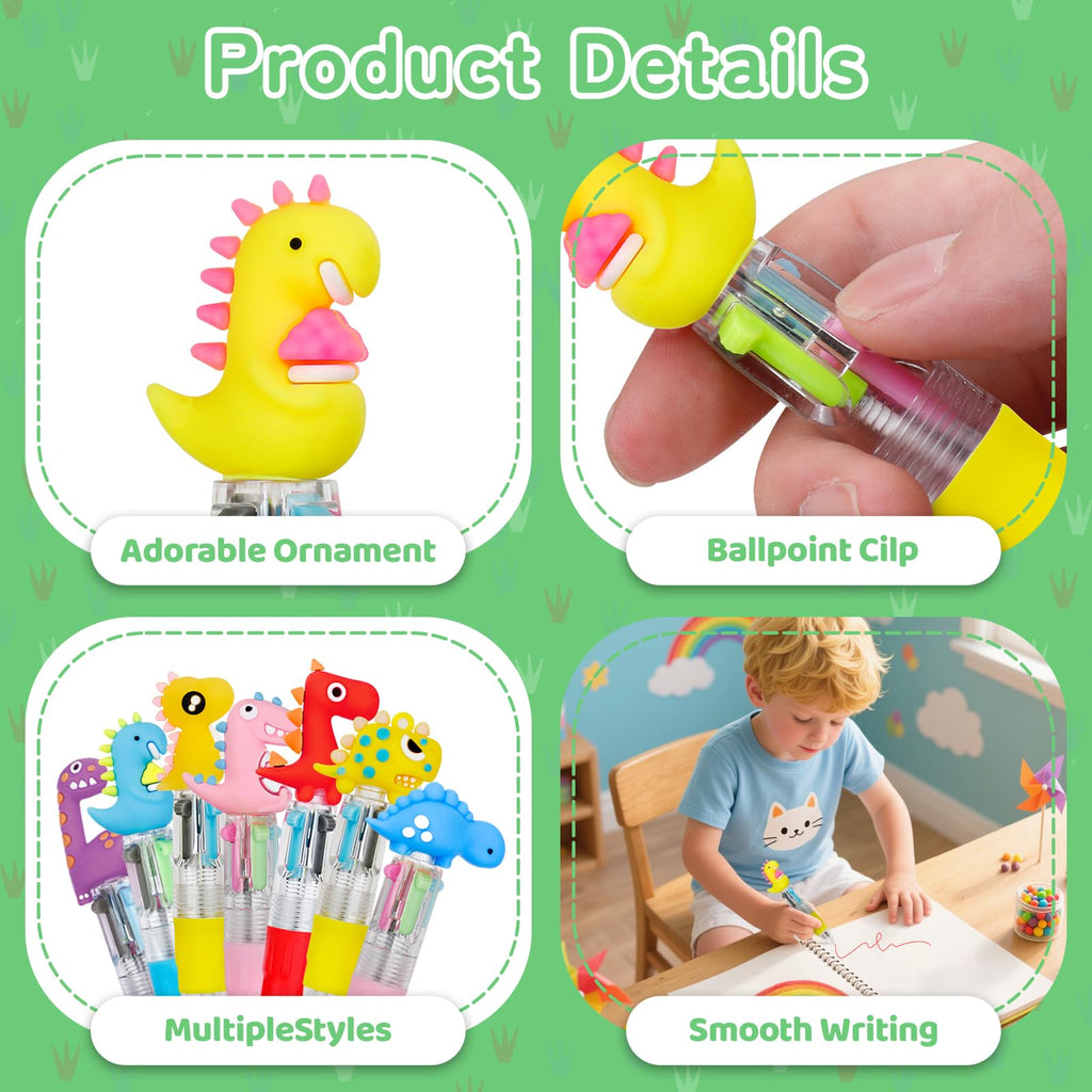 CZWZ 20Pcs Mini Multicolor Pens in One 4-in-1 Cute Pens Bulk for Kids, Fun Kawaii Ballpoint Pens for Birthdays and Children's Party Favors Gifts Teacher School Supplies