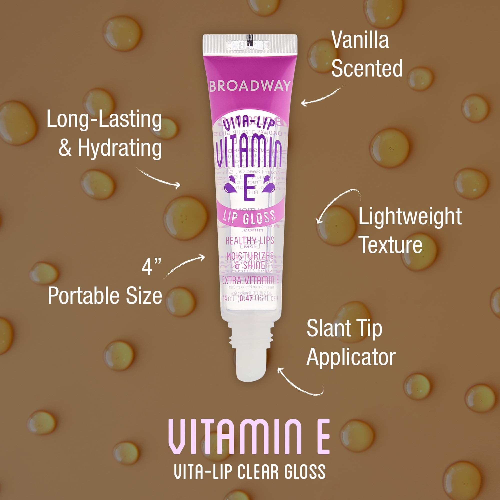 Ruby Kisses Broadway Vita-Lip Clear Lip Gloss (8 Pack), Ultra-Hydrating & Soothing Formula with Vitamins, High-Shine Non-Sticky Finish Lip Balm with Mint, Rosehip, Coconut, Mango, Argan, Honey, Shea