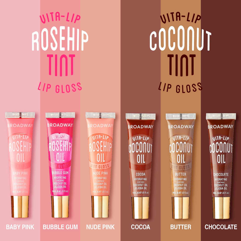 Ruby Kisses Broadway Vita-Lip Clear Lip Gloss (8 Pack), Ultra-Hydrating & Soothing Formula with Vitamins, High-Shine Non-Sticky Finish Lip Balm with Mint, Rosehip, Coconut, Mango, Argan, Honey, Shea