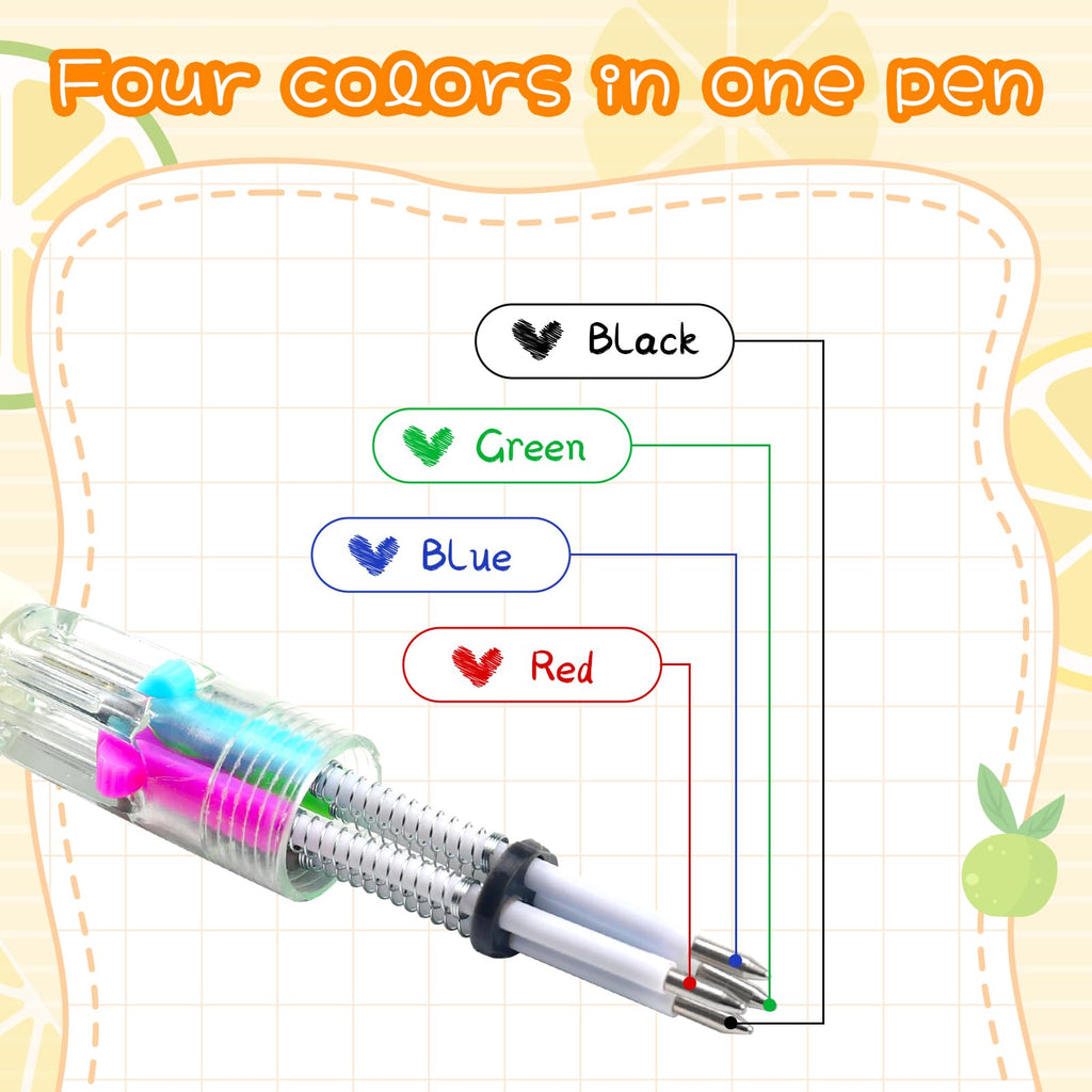 CZWZ 20Pcs Mini Multicolor Pens in One 4-in-1 Cute Pens Bulk for Kids, Fun Kawaii Ballpoint Pens for Birthdays and Children's Party Favors Gifts Teacher School Supplies