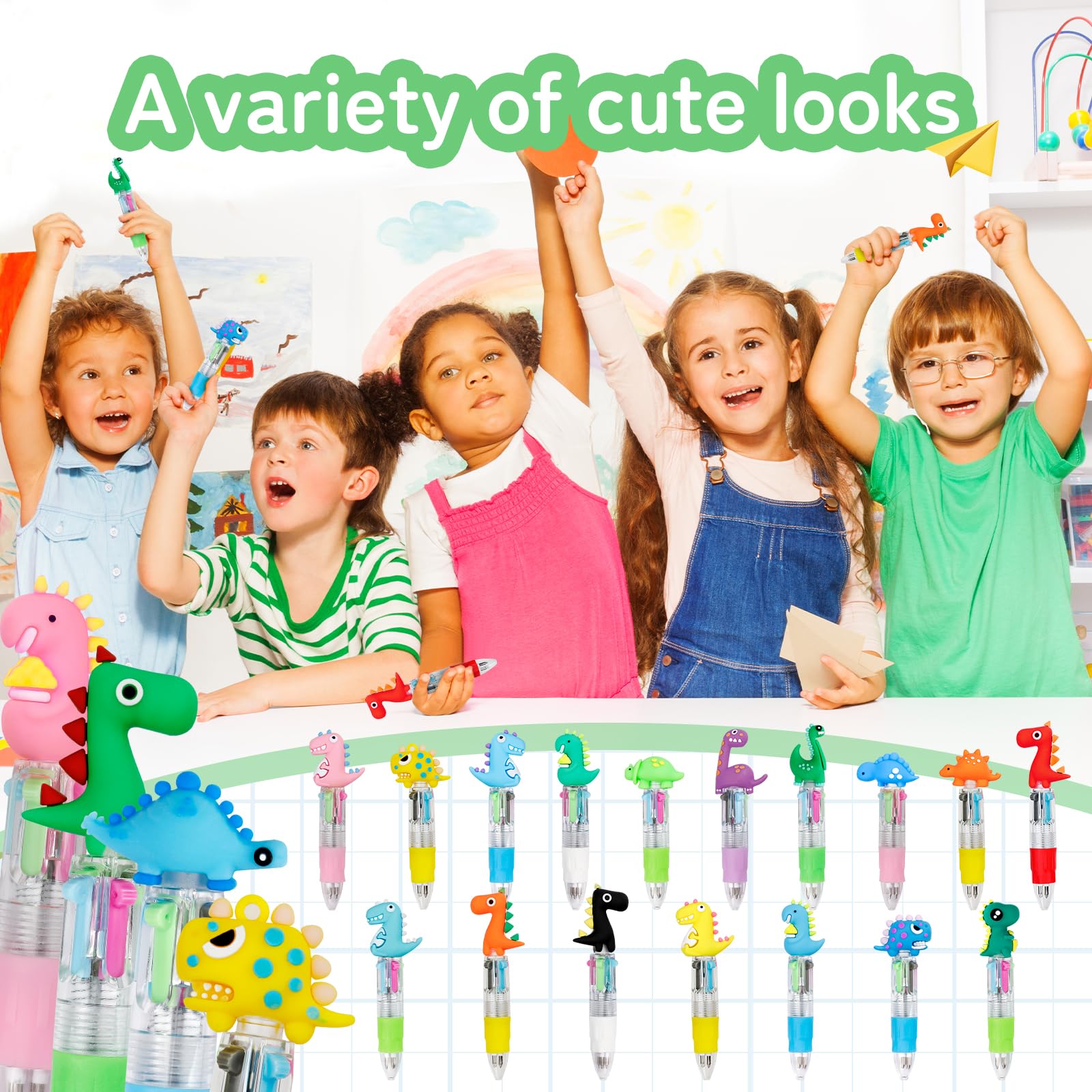 CZWZ 20Pcs Mini Multicolor Pens in One 4-in-1 Cute Pens Bulk for Kids, Fun Kawaii Ballpoint Pens for Birthdays and Children's Party Favors Gifts Teacher School Supplies