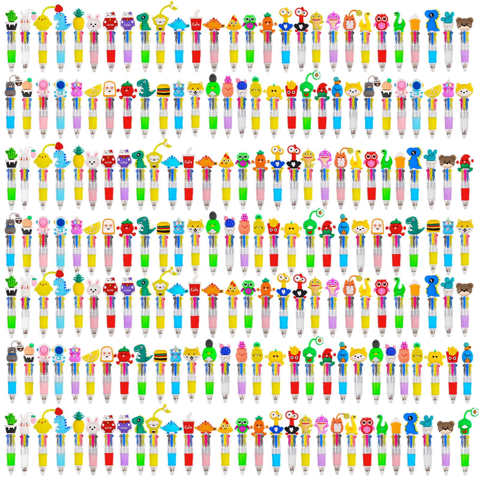 CZWZ 20Pcs Mini Multicolor Pens in One 4-in-1 Cute Pens Bulk for Kids, Fun Kawaii Ballpoint Pens for Birthdays and Children's Party Favors Gifts Teacher School Supplies