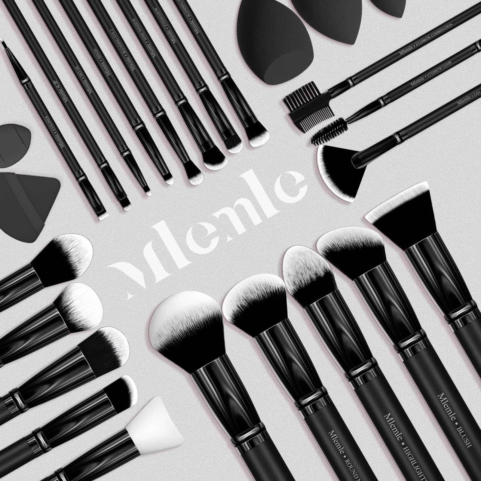 Makeup Brushes Set, Mlemle Professional 26 Pcs Makeup Kit, Include Powder Foundation Concealers Blush Eye shadows Eyebrow 21 Pcs Makeup Brushes and 2 Powder Puff, 3 Makeup Sponge(A01-Pink)