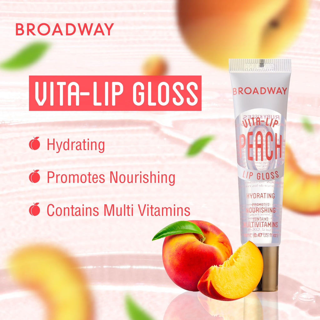 Ruby Kisses Broadway Vita-Lip Clear Lip Gloss (8 Pack), Ultra-Hydrating & Soothing Formula with Vitamins, High-Shine Non-Sticky Finish Lip Balm with Mint, Rosehip, Coconut, Mango, Argan, Honey, Shea
