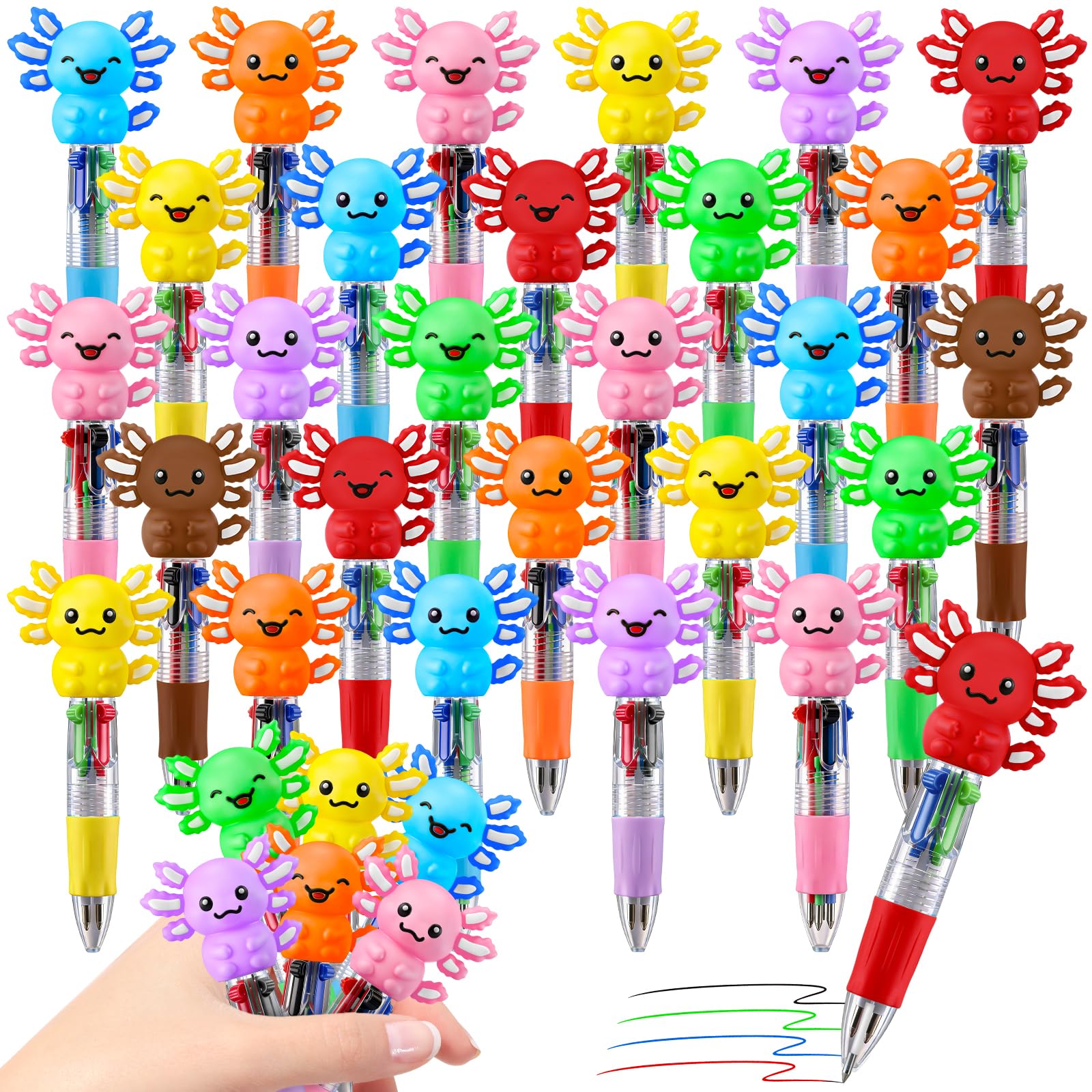 CZWZ 20Pcs Mini Multicolor Pens in One 4-in-1 Cute Pens Bulk for Kids, Fun Kawaii Ballpoint Pens for Birthdays and Children's Party Favors Gifts Teacher School Supplies