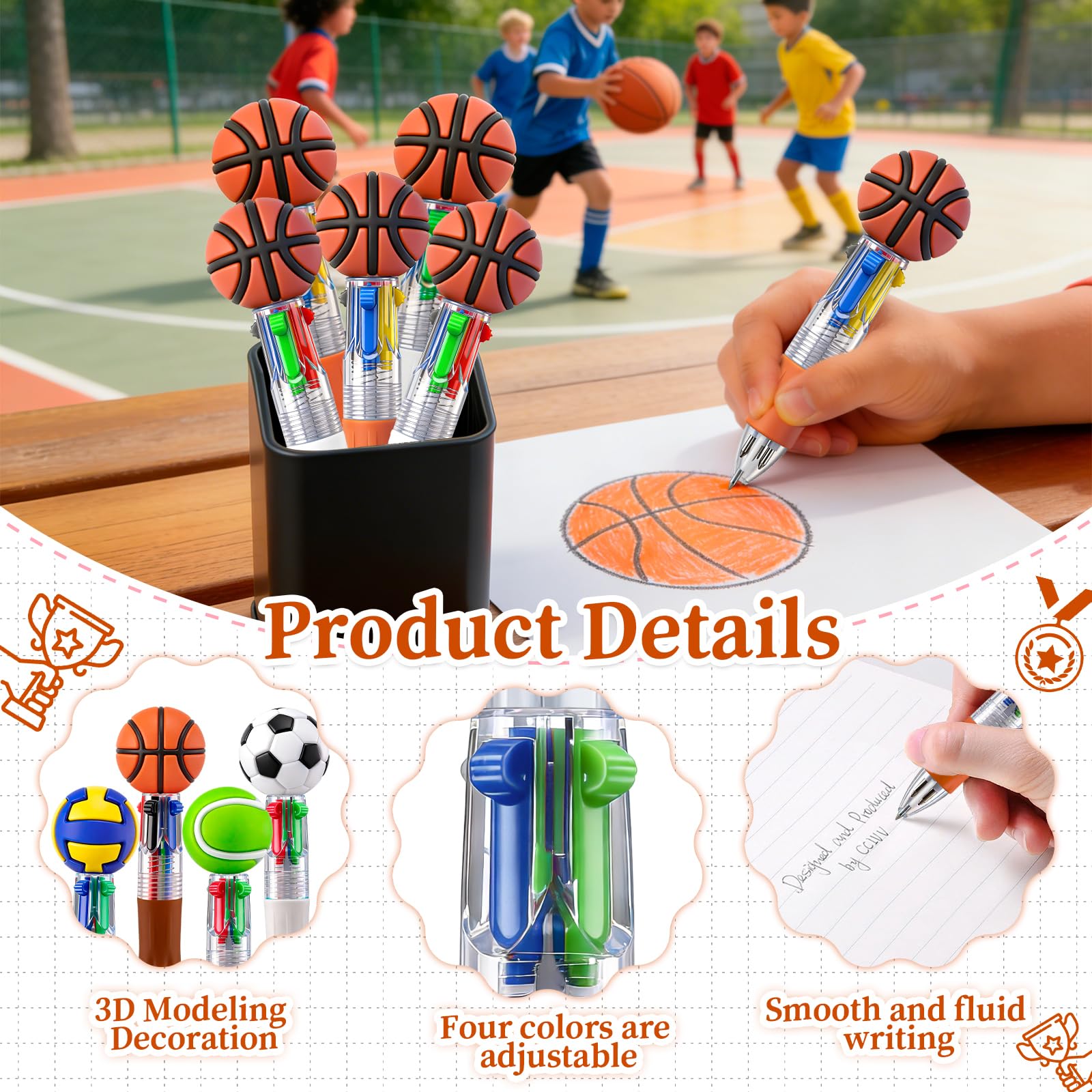 CZWZ 20Pcs Mini Multicolor Pens in One 4-in-1 Cute Pens Bulk for Kids, Fun Kawaii Ballpoint Pens for Birthdays and Children's Party Favors Gifts Teacher School Supplies