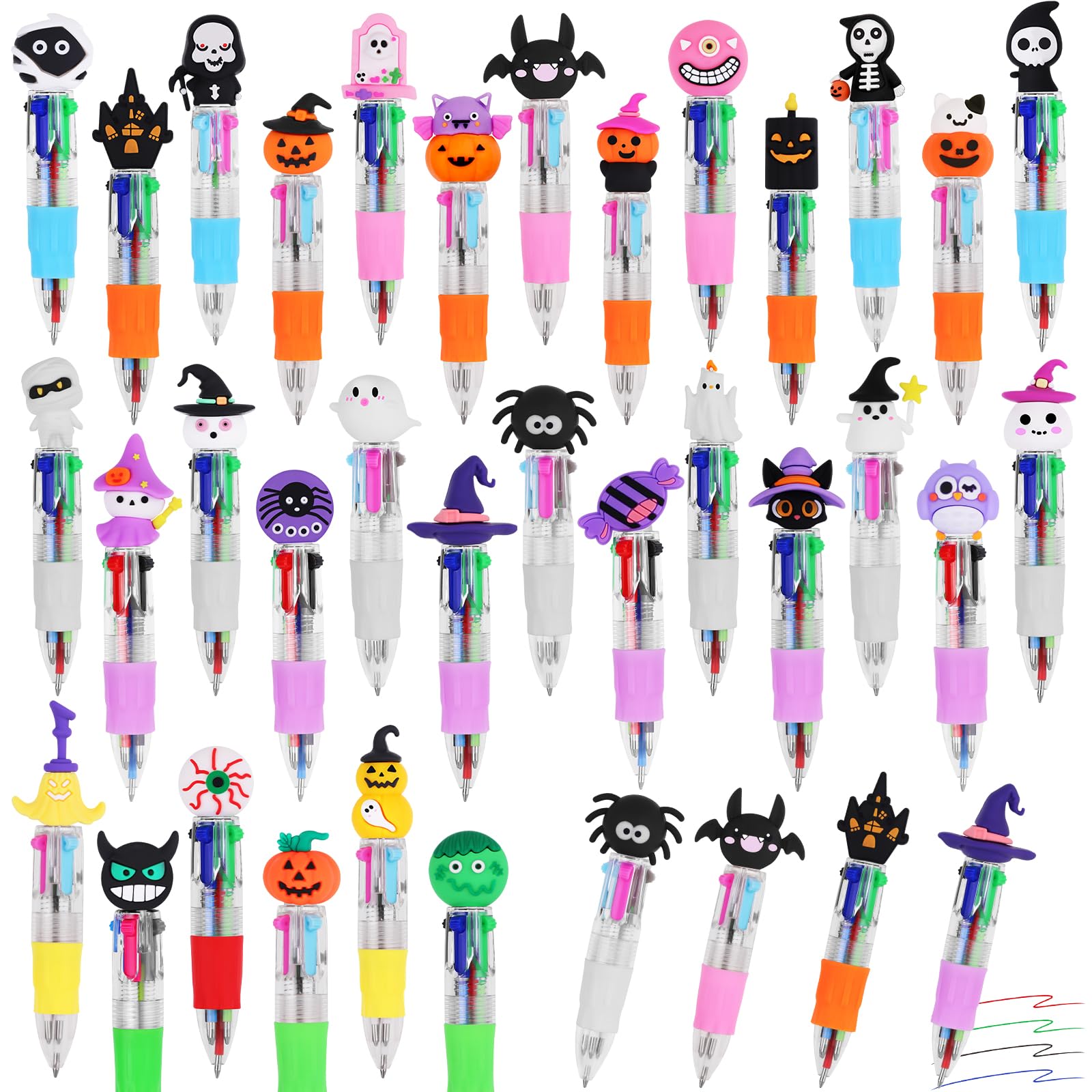 CZWZ 20Pcs Mini Multicolor Pens in One 4-in-1 Cute Pens Bulk for Kids, Fun Kawaii Ballpoint Pens for Birthdays and Children's Party Favors Gifts Teacher School Supplies