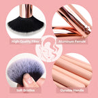 Makeup Brushes Set, Mlemle Professional 26 Pcs Makeup Kit, Include Powder Foundation Concealers Blush Eye shadows Eyebrow 21 Pcs Makeup Brushes and 2 Powder Puff, 3 Makeup Sponge(A01-Pink)
