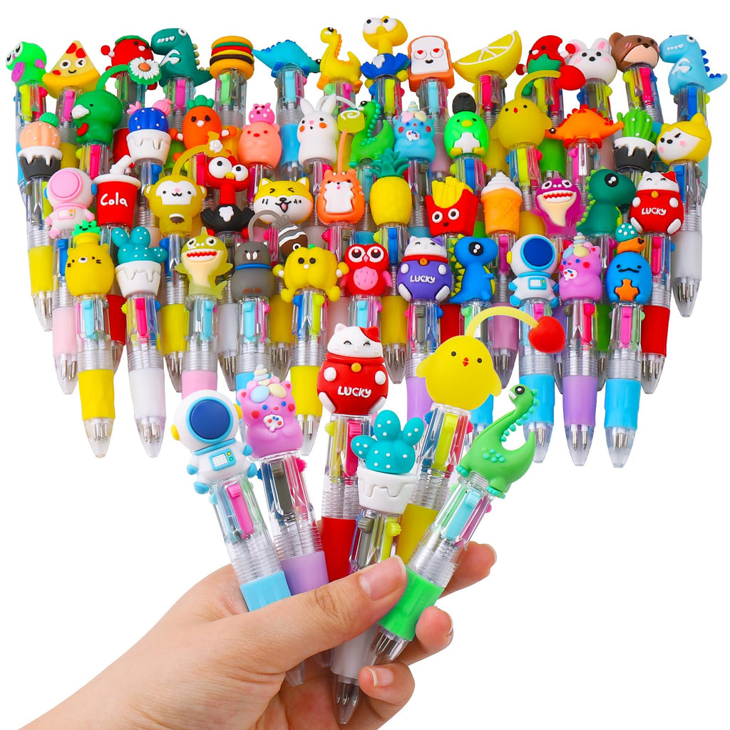 CZWZ 20Pcs Mini Multicolor Pens in One 4-in-1 Cute Pens Bulk for Kids, Fun Kawaii Ballpoint Pens for Birthdays and Children's Party Favors Gifts Teacher School Supplies