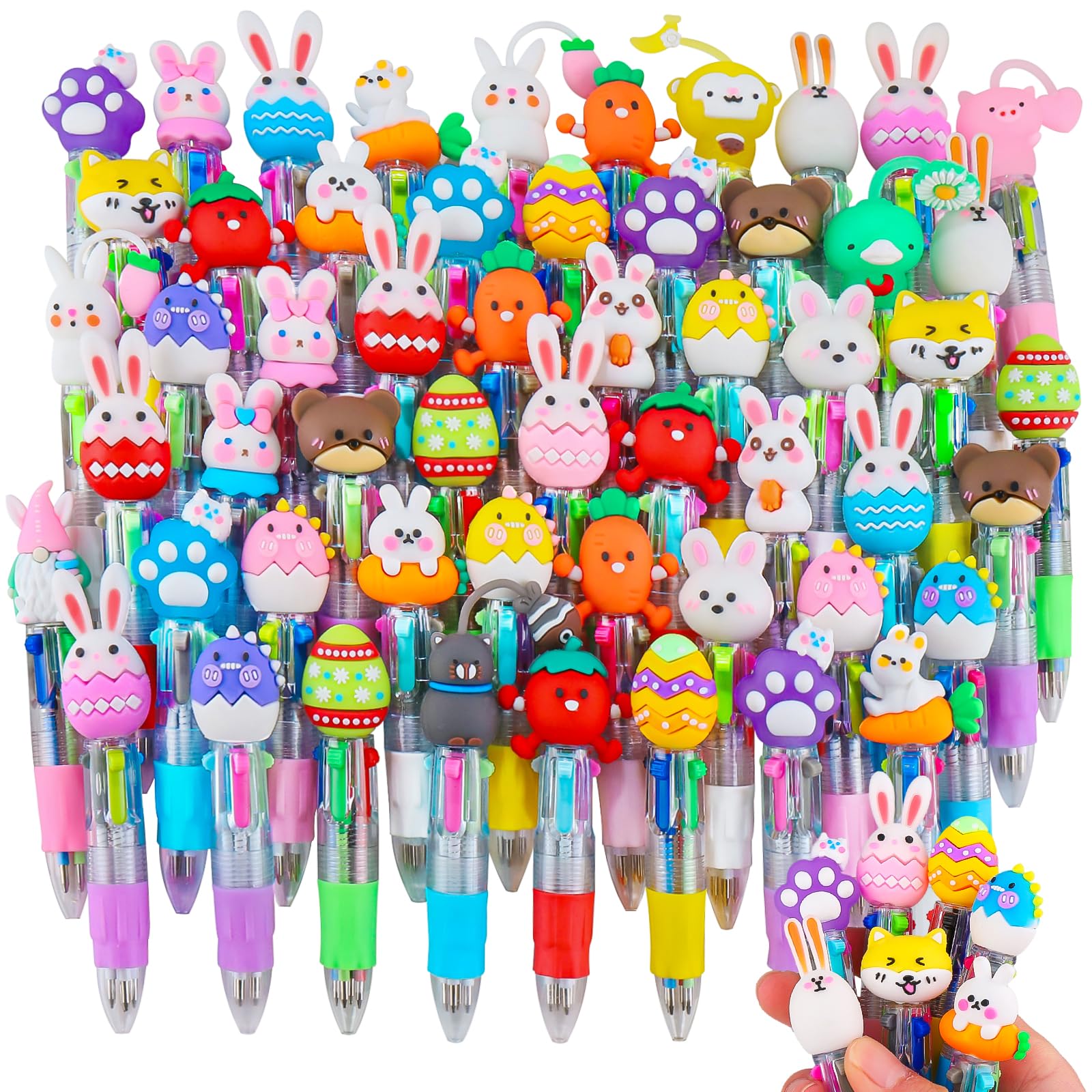 CZWZ 20Pcs Mini Multicolor Pens in One 4-in-1 Cute Pens Bulk for Kids, Fun Kawaii Ballpoint Pens for Birthdays and Children's Party Favors Gifts Teacher School Supplies