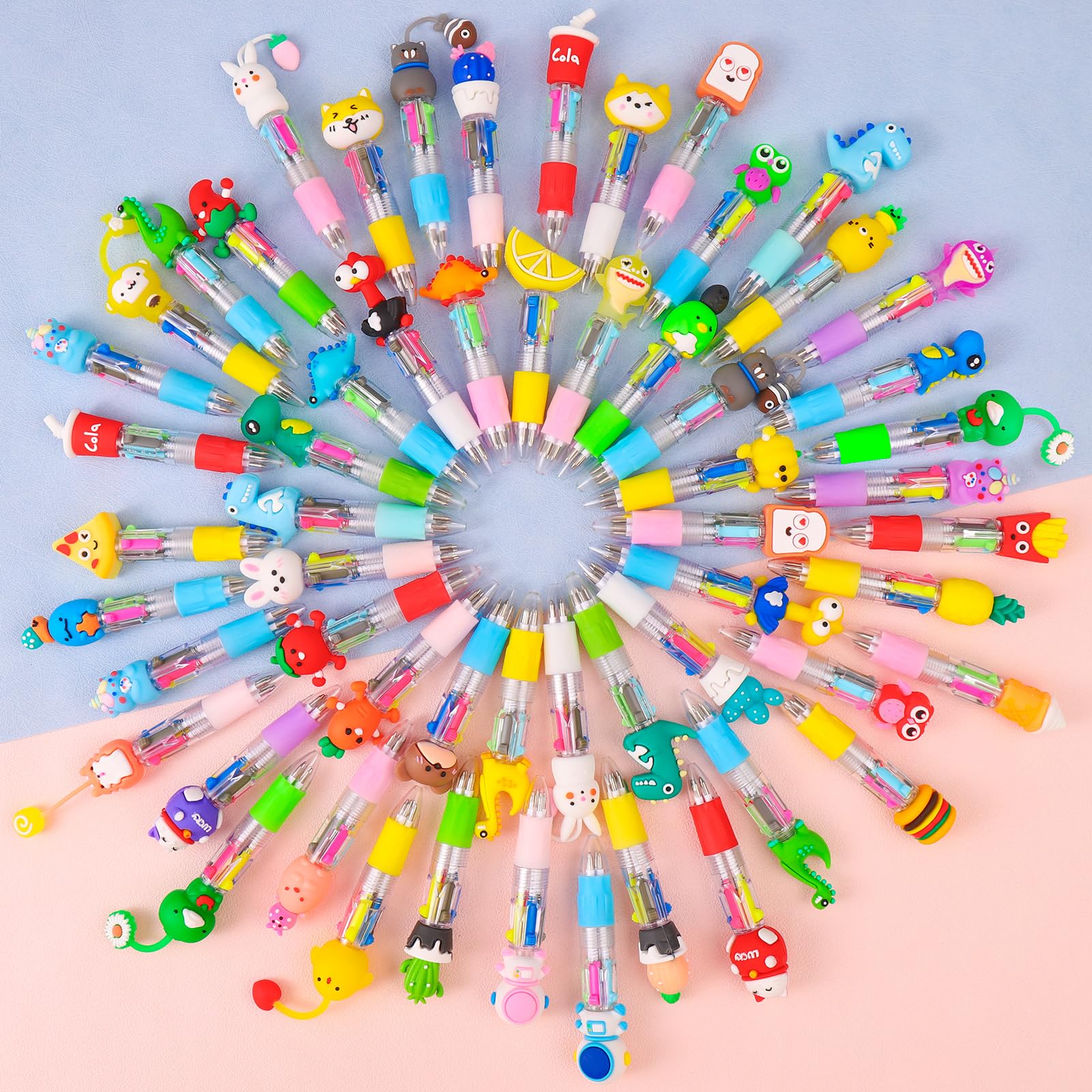 CZWZ 20Pcs Mini Multicolor Pens in One 4-in-1 Cute Pens Bulk for Kids, Fun Kawaii Ballpoint Pens for Birthdays and Children's Party Favors Gifts Teacher School Supplies