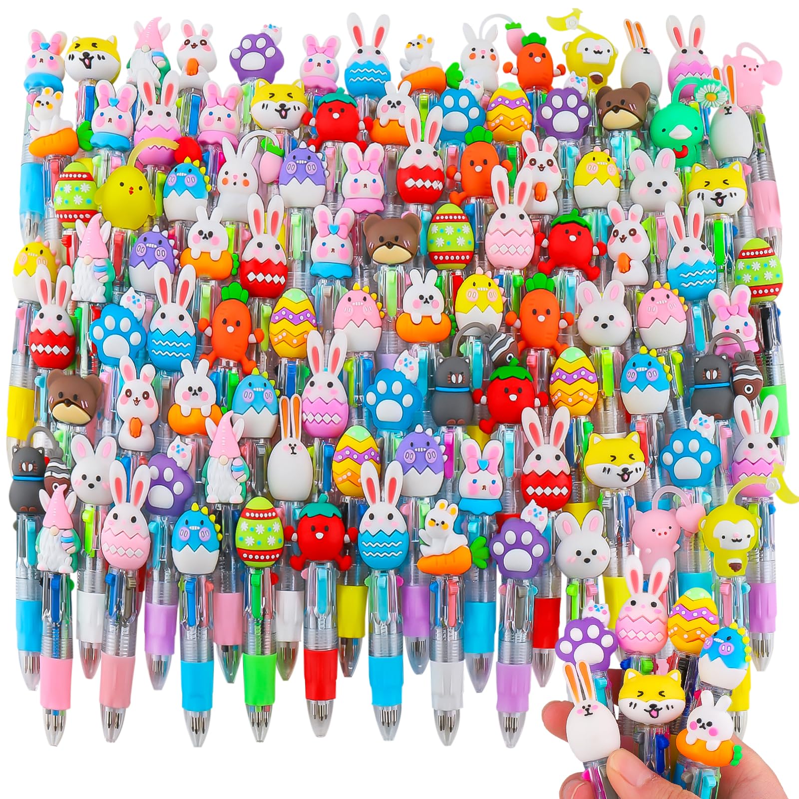 CZWZ 20Pcs Mini Multicolor Pens in One 4-in-1 Cute Pens Bulk for Kids, Fun Kawaii Ballpoint Pens for Birthdays and Children's Party Favors Gifts Teacher School Supplies