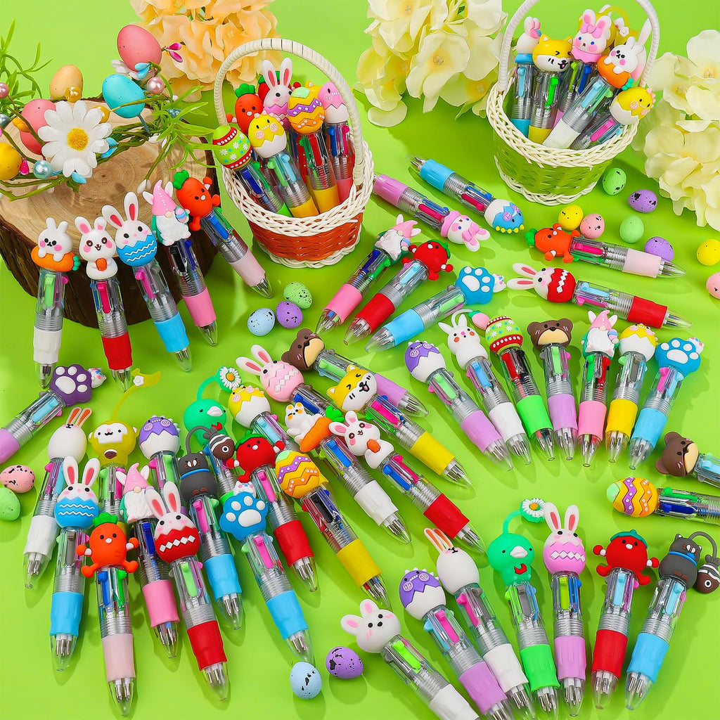 CZWZ 20Pcs Mini Multicolor Pens in One 4-in-1 Cute Pens Bulk for Kids, Fun Kawaii Ballpoint Pens for Birthdays and Children's Party Favors Gifts Teacher School Supplies
