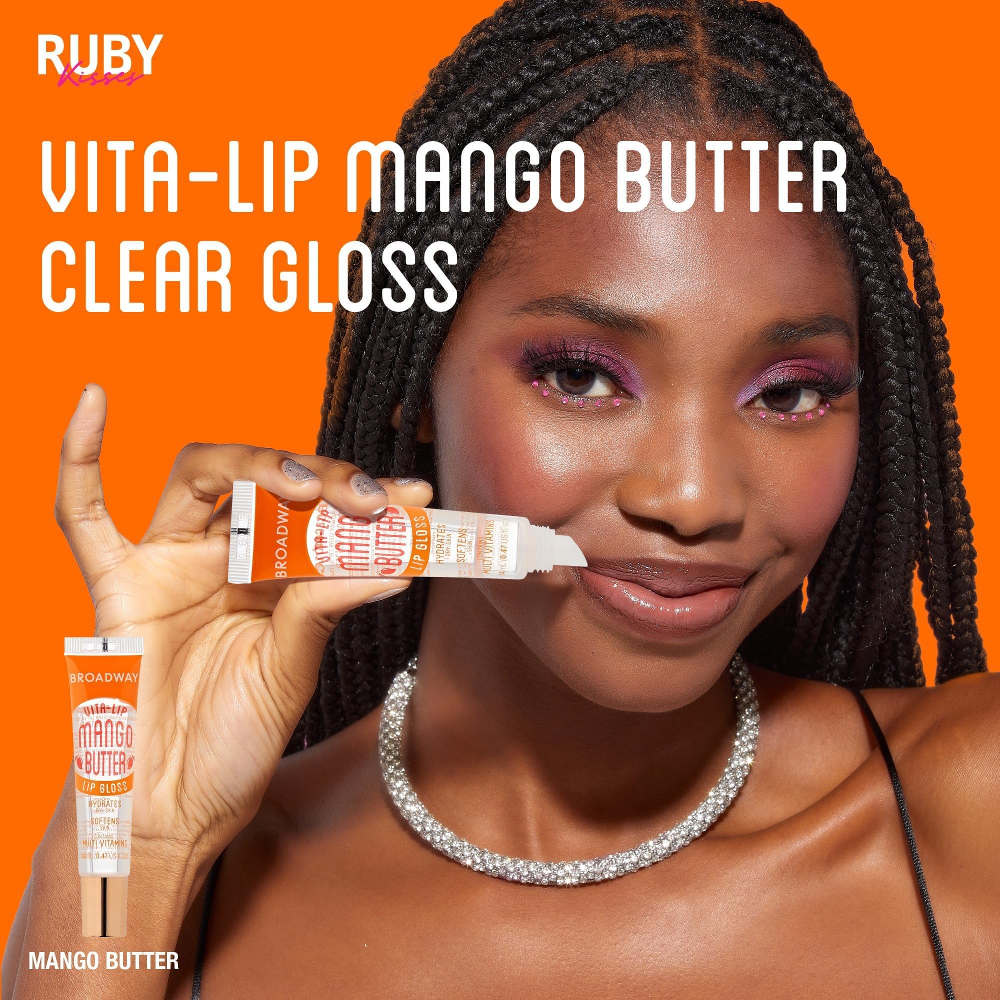 Ruby Kisses Broadway Vita-Lip Clear Lip Gloss (8 Pack), Ultra-Hydrating & Soothing Formula with Vitamins, High-Shine Non-Sticky Finish Lip Balm with Mint, Rosehip, Coconut, Mango, Argan, Honey, Shea